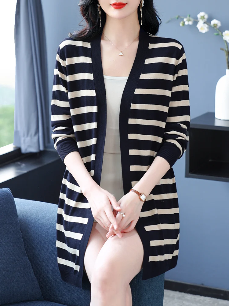 Stripe Cardigan Sweater Women New Spring Women Clothing Long Sleeve Sweater Knitwear Cardigans
Stripe Cardigan Sweater Women New Spring Women Clothing Long Sleeve Sweater Knitwear Cardigans