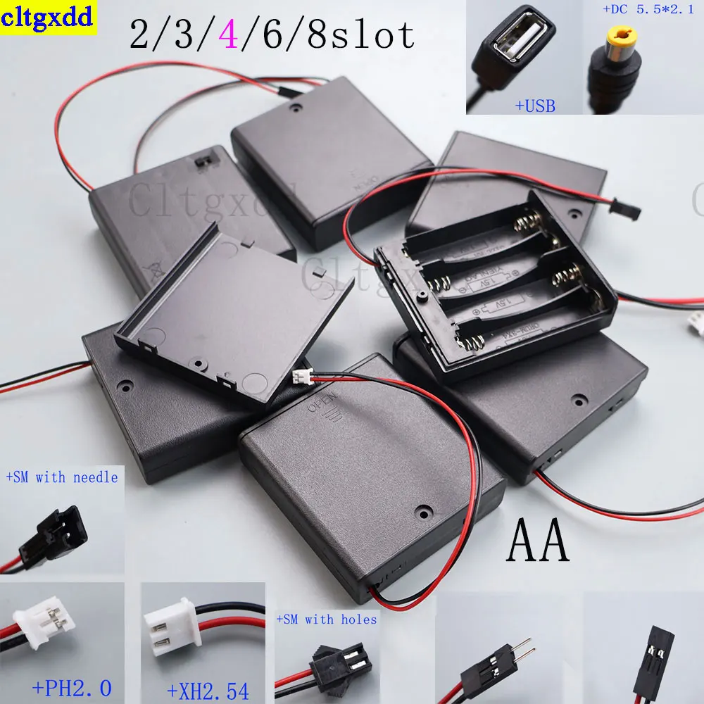 Cltgxdd 1 set AA 4-slot battery holder cartridge PH2.0 XH2.54 SM DC USB lead with on/off switch cover 2 3 4 6 8 slots
Cltgxdd 1 set AA 4-slot battery holder cartridge PH2.0 XH2.54 SM DC USB lead with on/off switch cover 2 3 4 6 8 slots