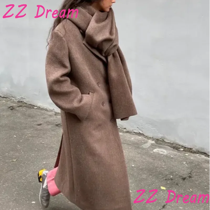 Big Scarf Collar Women's Coat Fashion Double Breasted Pockets Overcoats 2025 Autumn New Elegant High Street Oversize Outerwears
Big Scarf Collar Women's Coat Fashion Double Breasted Pockets Overcoats 2025 Autumn New Elegant High Street Oversize Outerwears