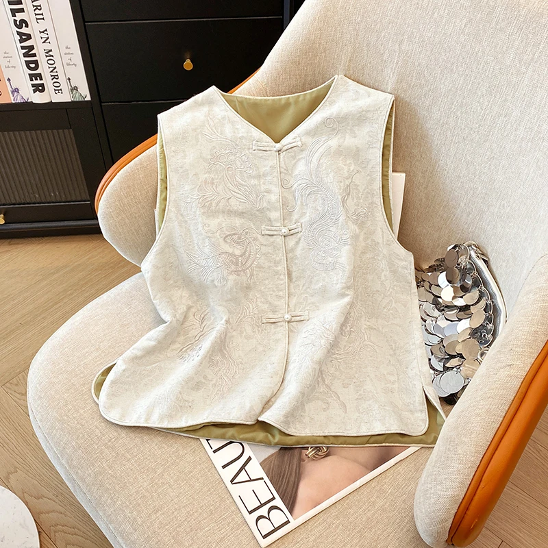 Elegant Casual Loose Sleeveless Embroidered Jacket Top Women's Fashion Spring Summer New Chinese Style Artistic Clothing
Elegant Casual Loose Sleeveless Embroidered Jacket Top Women's Fashion Spring Summer New Chinese Style Artistic Clothing