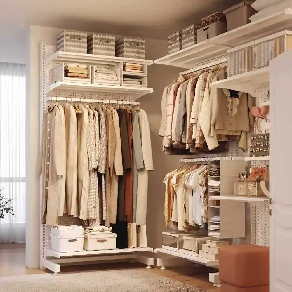Hole board wardrobe floor-to-ceiling open cloakroom storage girls bedroom household metal simple shelf shelf
Hole board wardrobe floor-to-ceiling open cloakroom storage girls bedroom household metal simple shelf shelf