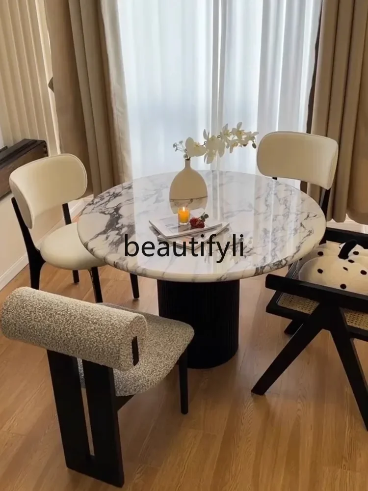 French retro cream style marble round dining table solid wood medium and ancient style small round table
French retro cream style marble round dining table solid wood medium and ancient style small round table