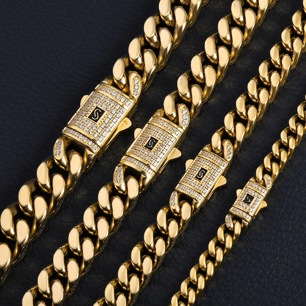 HHIOK Hip Hop 7/9/11/13mm Stainless Steel Monaco Full Diamond Cuban Bracelet Iced Four Sided Grinding 14k Gold Jewelry Bracelet
HHIOK Hip Hop 7/9/11/13mm Stainless Steel Monaco Full Diamond Cuban Bracelet Iced Four Sided Grinding 14k Gold Jewelry Bracelet