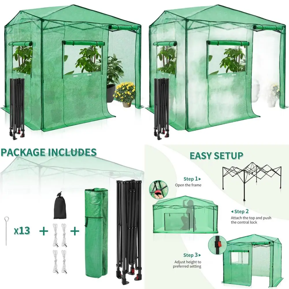 Раздвижная теплица на молнии для комнатных и уличных растений, 8x6 футов, зеленая/прозрачная, с возможностью входа
Раздвижная теплица на молнии для комнатных и уличных растений, 8x6 футов, зеленая/прозрачная, с возможностью входа