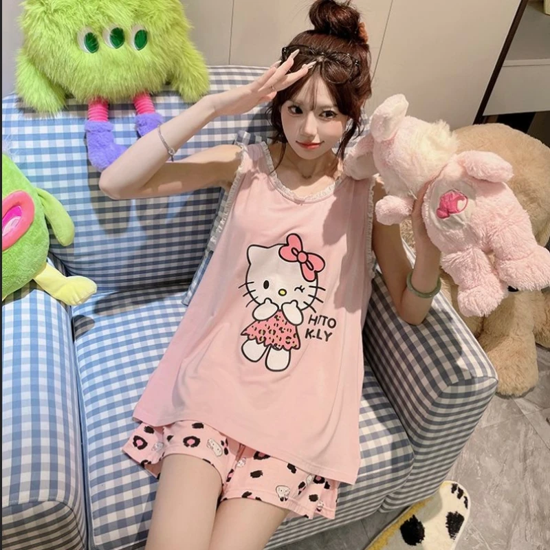 Super Soft Modal Cotton Pajama Set, Cute Hello Kitty Sleeveless Cami & Shorts with Built-in Chest Pads, Sexy Women's Loungewear
Super Soft Modal Cotton Pajama Set, Cute Hello Kitty Sleeveless Cami & Shorts with Built-in Chest Pads, Sexy Women's Loungewear