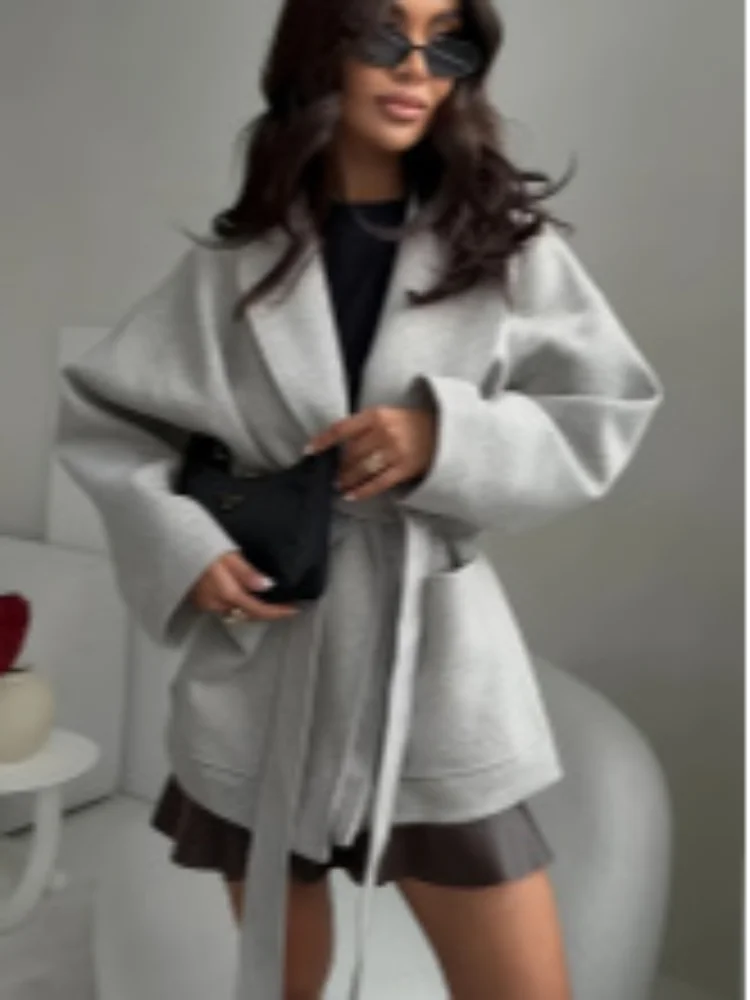 Solid Grey Lapel Lace Up Coat Off Women Fashionable Long Sleeve V Neck Jackets 2025 New Chic Daily High Street Ladiesouterwears
Solid Grey Lapel Lace Up Coat Off Women Fashionable Long Sleeve V Neck Jackets 2025 New Chic Daily High Street Ladiesouterwears