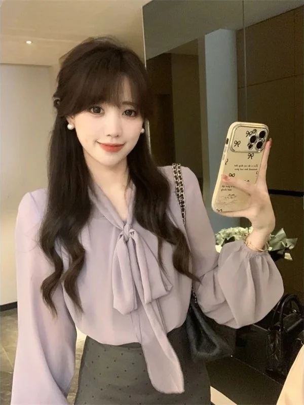 Women's Long Sleeve Shirt Knot Belted Lantern Sleeve Early Autumn New Style Slimming Purple Top Commute Style Loose...
Women's Long Sleeve Shirt Knot Belted Lantern Sleeve Early Autumn New Style Slimming Purple Top Commute Style Loose...