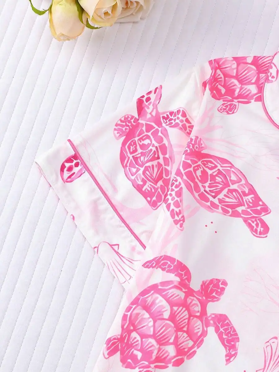 Women 2 Piece Sea Turtle Print Pajama Set Casual Cardigan Top And Elastic Waist Shorts Loungewear Homewear
Women 2 Piece Sea Turtle Print Pajama Set Casual Cardigan Top And Elastic Waist Shorts Loungewear Homewear