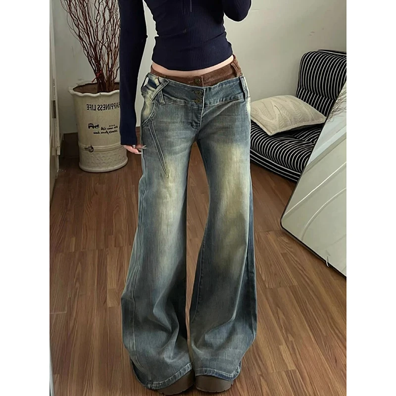 Y2K американские джинсы в стиле ретро, женские потертые винтажные прямые брюки с микро расклешенной талией, висячие повседневные брюки, модные
Y2K американские джинсы в стиле ретро, женские потертые винтажные прямые брюки с микро расклешенной талией, висячие повседневные брюки, модные