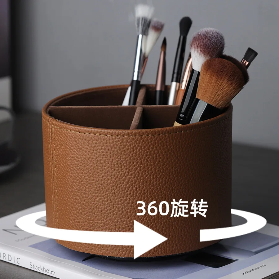 Creative Rotatable Desktop Leather Storage Box Remote Control Makeup Brush Storage Office Pen Holder
Creative Rotatable Desktop Leather Storage Box Remote Control Makeup Brush Storage Office Pen Holder