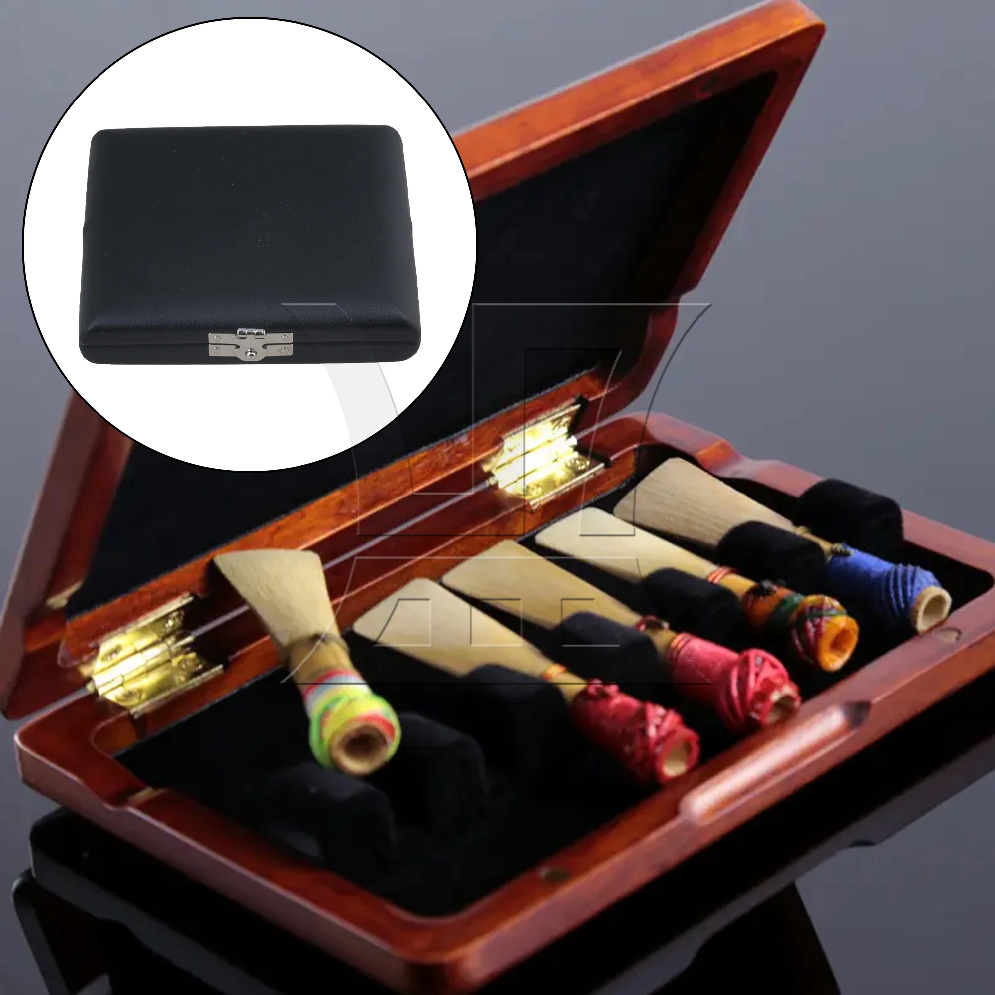 Yibuy 2PCS Elegant PU Leather English Horn Reed Box for 6 Reeds with Soft Flannel