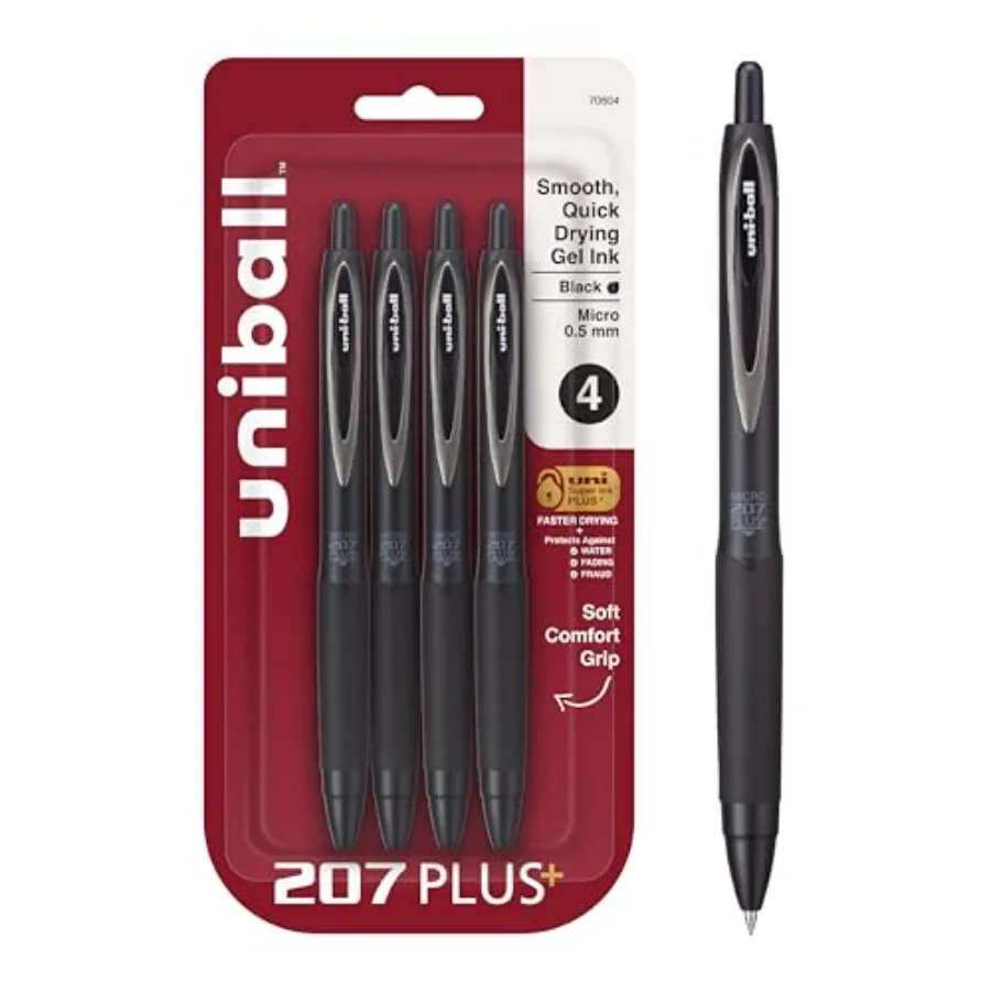 207+ Black Retractable Gel Pens 4 Pack with Micro 0.5mm Points, Click Pens are Fraud Proof and the Best Office, School, and Bib
207+ Black Retractable Gel Pens 4 Pack with Micro 0.5mm Points, Click Pens are Fraud Proof and the Best Office, School, and Bib