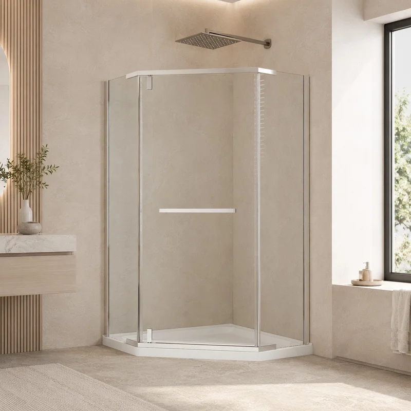 36" W x 72" H Framed Pivot Shower Door, 6mm Clear Tempered Glass with Safety Film and Nano Coating, Chrome Finish
36" W x 72" H Framed Pivot Shower Door, 6mm Clear Tempered Glass with Safety Film and Nano Coating, Chrome Finish