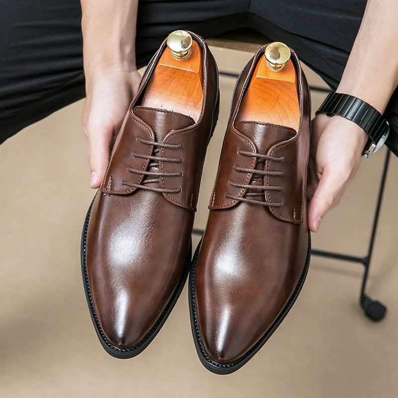 Men Leather Derby Shoes Hand-colored Wood Pattern Dress Shoes Breathable High Quality Lace Up Business Office Wedding Shoes
Men Leather Derby Shoes Hand-colored Wood Pattern Dress Shoes Breathable High Quality Lace Up Business Office Wedding Shoes