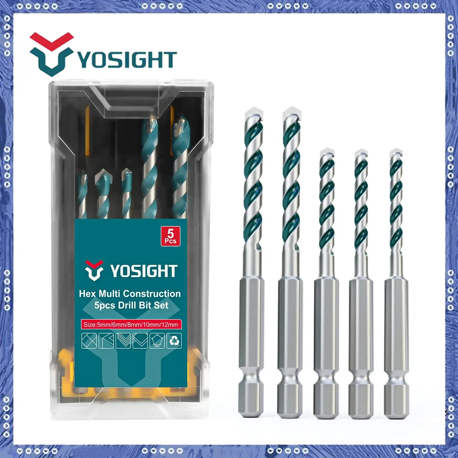 5pcs Multi-Functional Drill Bit Set - Durable Hex Shank for Drilling Metal, Masonry, Wood, Brick, and Plastic with Precision
5pcs Multi-Functional Drill Bit Set - Durable Hex Shank for Drilling Metal, Masonry, Wood, Brick, and Plastic with Precision