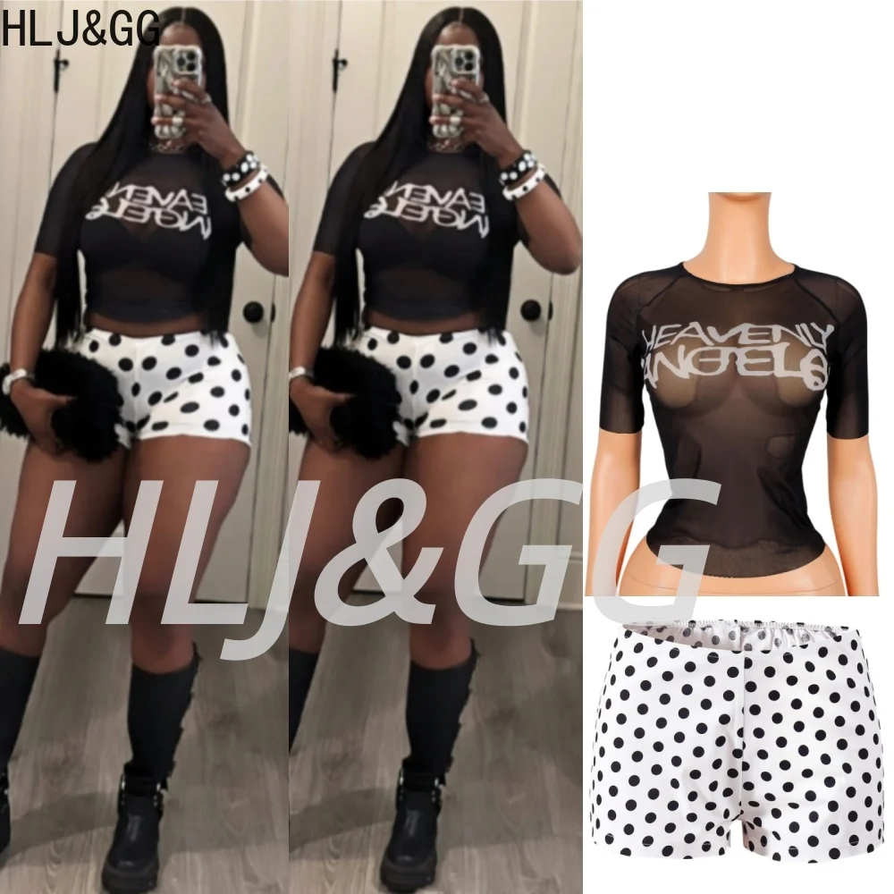 HLJ&GG Y2K Trend Polka Dot Print Shorts Two Piece Sets Women Mesh See Though Crop Top And Shorts Outfits Fashion 2pcs Streetwear
HLJ&GG Y2K Trend Polka Dot Print Shorts Two Piece Sets Women Mesh See Though Crop Top And Shorts Outfits Fashion 2pcs Streetwear