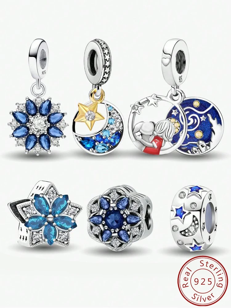 925 Sterling Silver Blue Series Moon Starry Sky Charms Beads Fit Original Bracelet Bangle High Quality DIY Jewelry
925 Sterling Silver Blue Series Moon Starry Sky Charms Beads Fit Original Bracelet Bangle High Quality DIY Jewelry