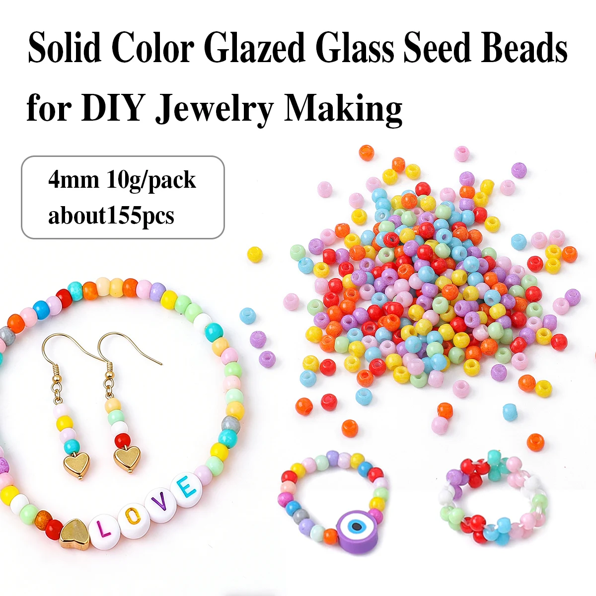Solid Color Glazed Glass Seed Beads 4mm Spacer Beads for DIY Jewelry Making Bracelet Necklace Earrings Craft Beads 155pcs
Solid Color Glazed Glass Seed Beads 4mm Spacer Beads for DIY Jewelry Making Bracelet Necklace Earrings Craft Beads 155pcs