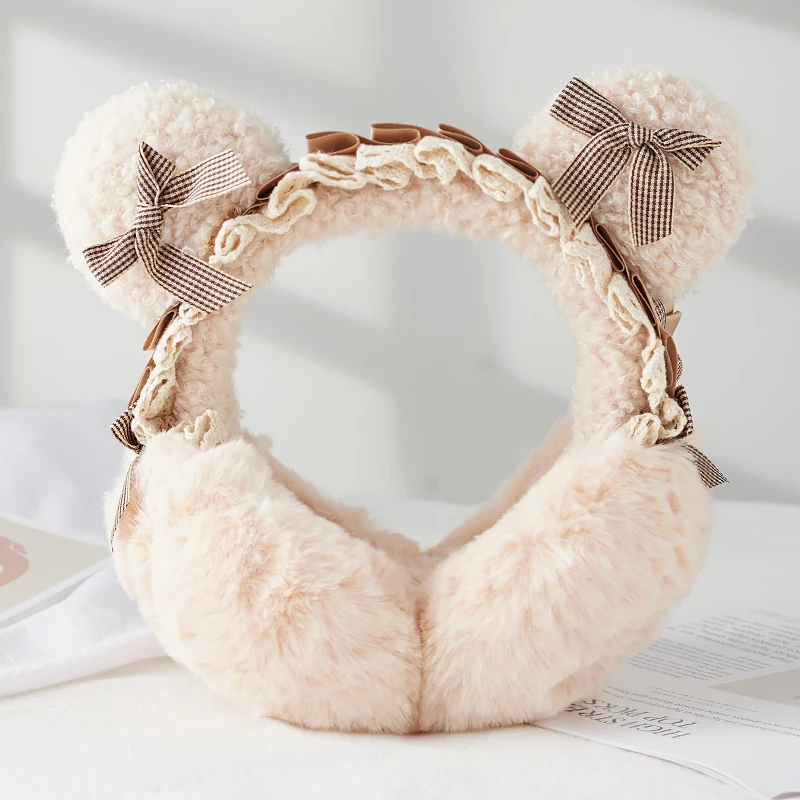 Girls' Plush warm earmuffs cute loli bear bow earcap winter ear protector
Girls' Plush warm earmuffs cute loli bear bow earcap winter ear protector