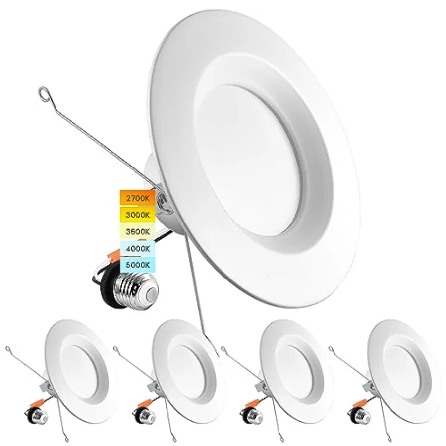 5/6 Inch LED Recessed Retrofit Downlight 14W=90W CCT Color Selectable 2700K 3000K 3500K 4000K 5000K Dimmable Can Light 1100 Lum
5/6 Inch LED Recessed Retrofit Downlight 14W=90W CCT Color Selectable 2700K 3000K 3500K 4000K 5000K Dimmable Can Light 1100 Lum