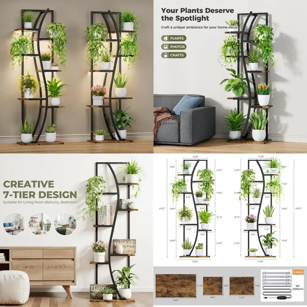 7-Tier Tall Corner Plant Stand with Grow Light - 62 S-Shape Display Shelves for Stylish Indoor Plants
7-Tier Tall Corner Plant Stand with Grow Light - 62 S-Shape Display Shelves for Stylish Indoor Plants