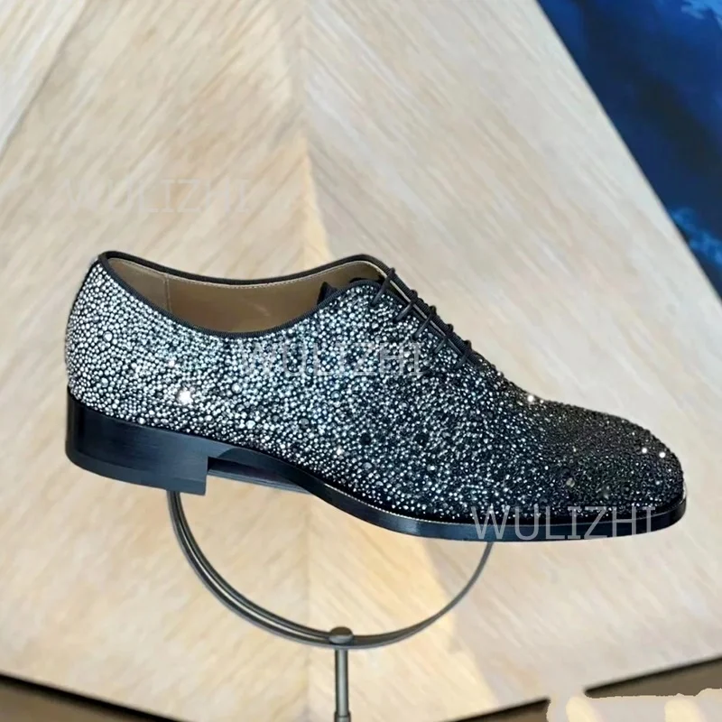 Black Silver Crystal Stitching Gradient Elastic Lace-Up Loafers Men Luxury Party Oxfords Red Casual Bling Wedding Shoes Glitter
Black Silver Crystal Stitching Gradient Elastic Lace-Up Loafers Men Luxury Party Oxfords Red Casual Bling Wedding Shoes Glitter