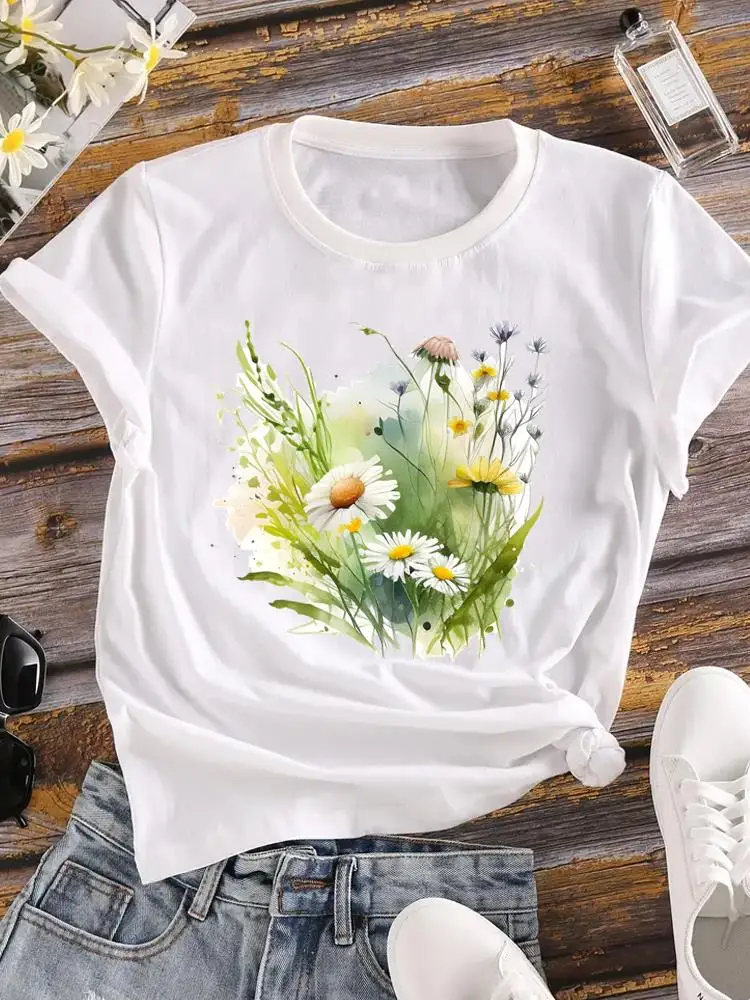 Trend Floral Cute Short Sleeve Tee Casual Fashion O-neck Clothes Printed Clothing Top For Women T Shirt Graphic T-shirts
Trend Floral Cute Short Sleeve Tee Casual Fashion O-neck Clothes Printed Clothing Top For Women T Shirt Graphic T-shirts