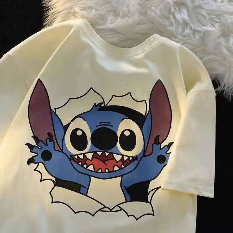Женские летние футболки с короткими рукавами и принтом допамина Disney Stitch, новые милые крутые модные трендовые футболки, свободный повседневный универсальный топ для пар
Женские летние футболки с короткими рукавами и принтом допамина Disney Stitch, новые милые крутые модные трендовые футболки, свободный повседневный универсальный топ для пар
