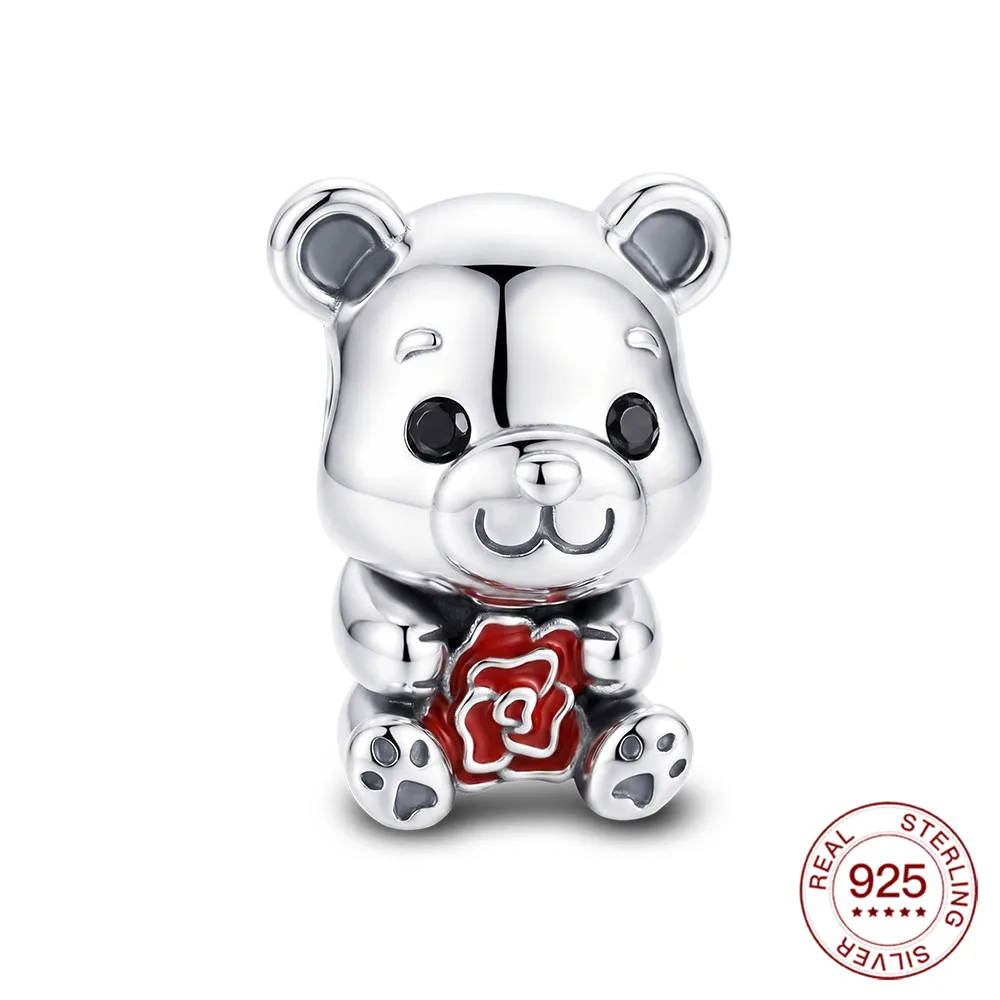 New 925 Sterling Silver Charms Cute Rose Teddy Bear Beads Jewelry Making For Original Bracelet Ladies Jewelry DIY Gifts
New 925 Sterling Silver Charms Cute Rose Teddy Bear Beads Jewelry Making For Original Bracelet Ladies Jewelry DIY Gifts