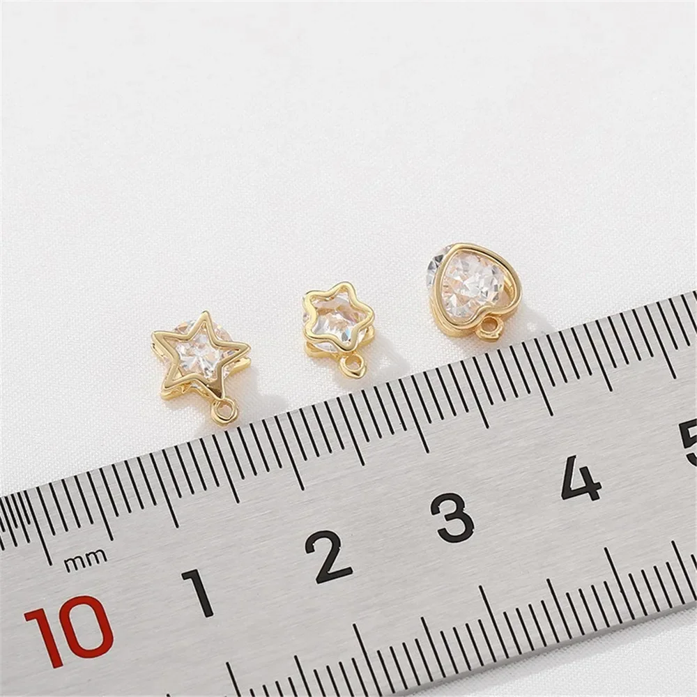 14K Gold-plated Zirconia Heart Five Pointed Star Pendant DIY Handmade Bracelet Necklace Jewelry Material Accessories L387 
14K Gold-plated Zirconia Heart Five Pointed Star Pendant DIY Handmade Bracelet Necklace Jewelry Material Accessories L387