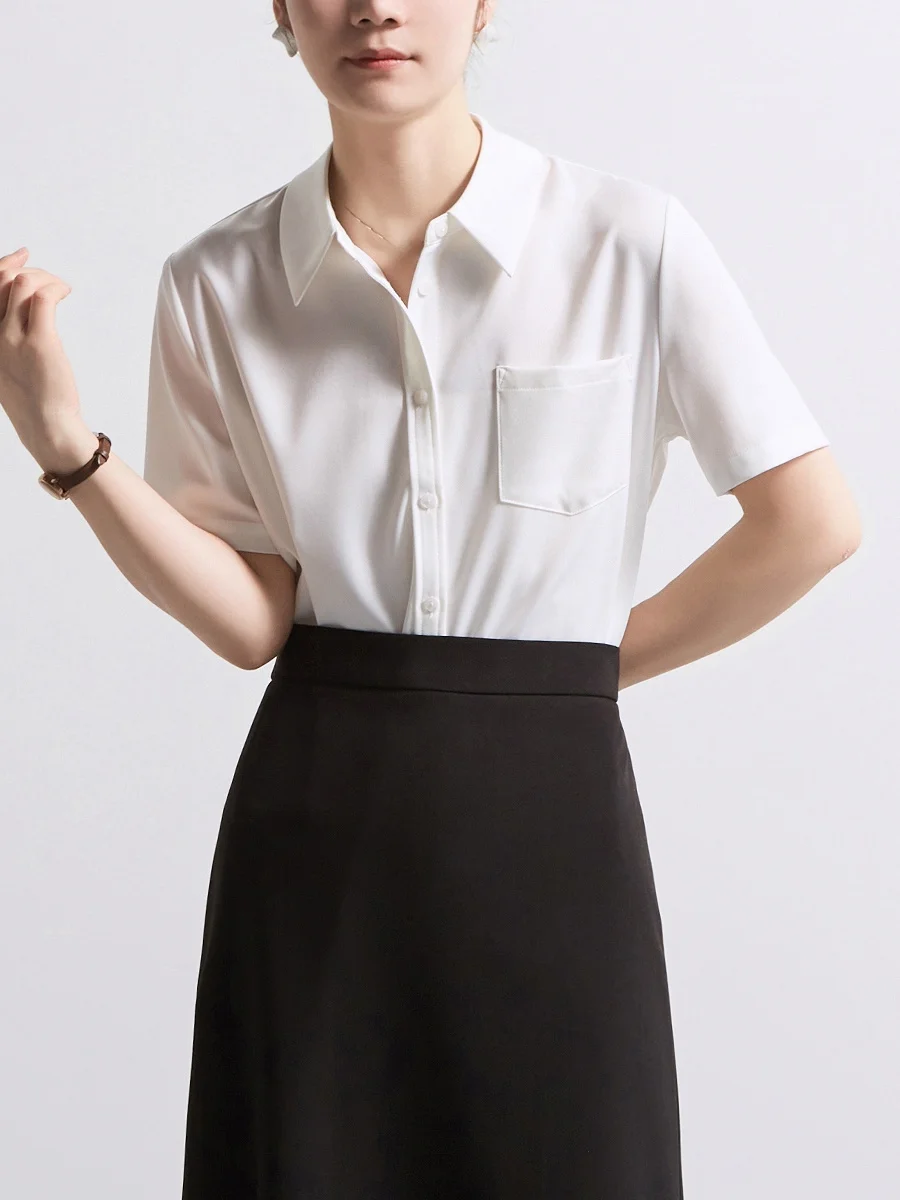CHICBLISS Silk Satin White Shirt Women's Summer Drapey Commute Professional OL Interview Short Sleeve Blouse Female
CHICBLISS Silk Satin White Shirt Women's Summer Drapey Commute Professional OL Interview Short Sleeve Blouse Female