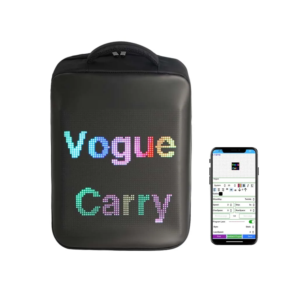 LED Locomotive Backpack Screen Bag Display Advertise Bag with WIFI and Bluetooth for Travel Express with Name LOGO Outdoors
LED Locomotive Backpack Screen Bag Display Advertise Bag with WIFI and Bluetooth for Travel Express with Name LOGO Outdoors