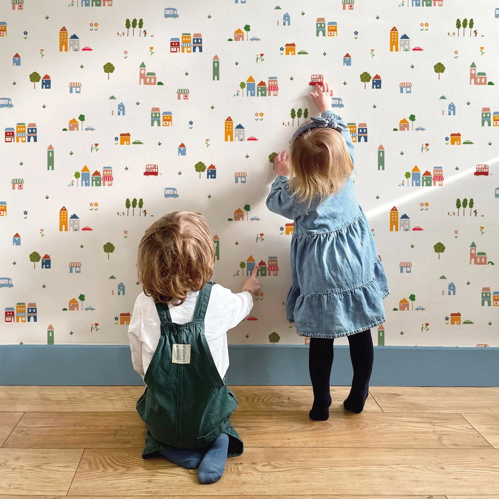 62.99*15.75in Cute Fresh Watercolor Luxury Little Town Peel and Stick Wallpaper for Nursery Kids Playroom Decor Home Background
62.99*15.75in Cute Fresh Watercolor Luxury Little Town Peel and Stick Wallpaper for Nursery Kids Playroom Decor Home Background