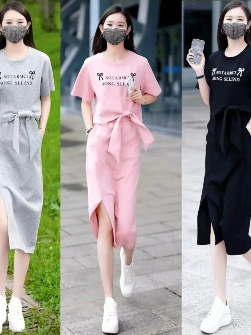 Summer New plus Size Women's Company Style Loose Fit Knot Short Sleeve Half Skirt Two Piece Set Fashionable A-Line ...
Summer New plus Size Women's Company Style Loose Fit Knot Short Sleeve Half Skirt Two Piece Set Fashionable A-Line ...