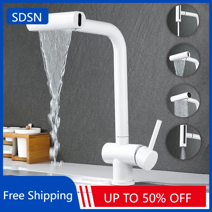 Waterfall Pull Out Kitchen Sink Faucet Quality Stainless Steel Hot Cold Kitchen Sink Mixer Tap White Rainfall Kitchen Faucets
Waterfall Pull Out Kitchen Sink Faucet Quality Stainless Steel Hot Cold Kitchen Sink Mixer Tap White Rainfall Kitchen Faucets