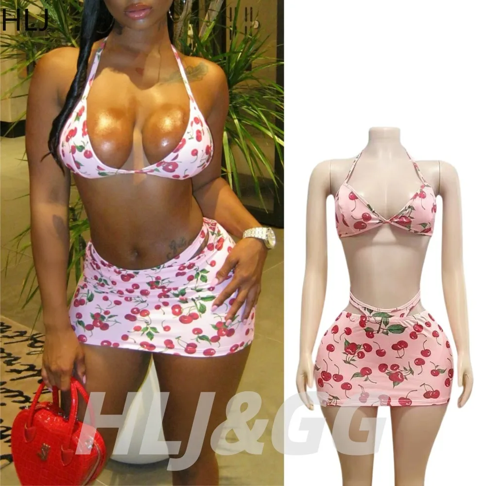 HLJ Sweet Fashion Cherry Print 2 Piece Outfit Halter Neck Bikini Top + Bodycon Skirt Y2K Summer Beachwear Streetwear Clubwear
HLJ Sweet Fashion Cherry Print 2 Piece Outfit Halter Neck Bikini Top + Bodycon Skirt Y2K Summer Beachwear Streetwear Clubwear