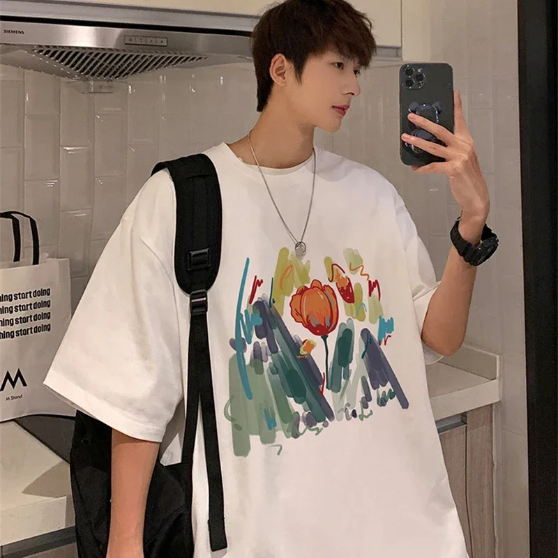 2025 Summer New Retro Flower Print Cotton T-Shirt For Men High Street Short Sleeve Tee Shirts Hip Hop Fashion Aesthetic Y2K Tops
2025 Summer New Retro Flower Print Cotton T-Shirt For Men High Street Short Sleeve Tee Shirts Hip Hop Fashion Aesthetic Y2K Tops