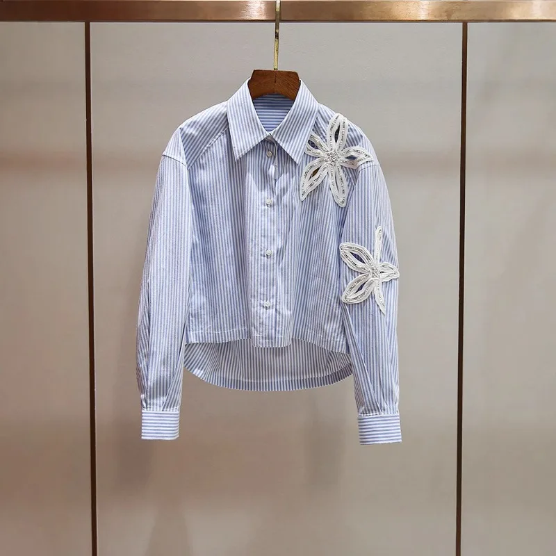 Niche New Design Beads Hollow Flower Lapel Irregular Striped Cardigan Shirt Top 2026 Temperament Commuting Women's Clothing
Niche New Design Beads Hollow Flower Lapel Irregular Striped Cardigan Shirt Top 2026 Temperament Commuting Women's Clothing