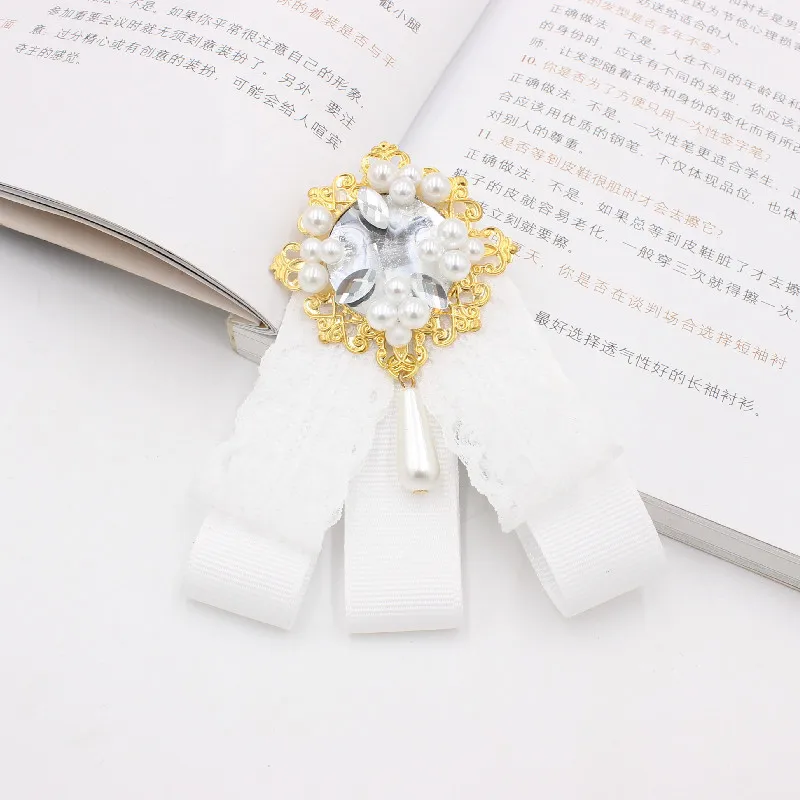 Lace Ribbon Rhinestone Bow Tie Brooch Korean Women's Suit Shirt Sweater Collar Flower Handmade Jewelry Pins Gifts for Women
Lace Ribbon Rhinestone Bow Tie Brooch Korean Women's Suit Shirt Sweater Collar Flower Handmade Jewelry Pins Gifts for Women