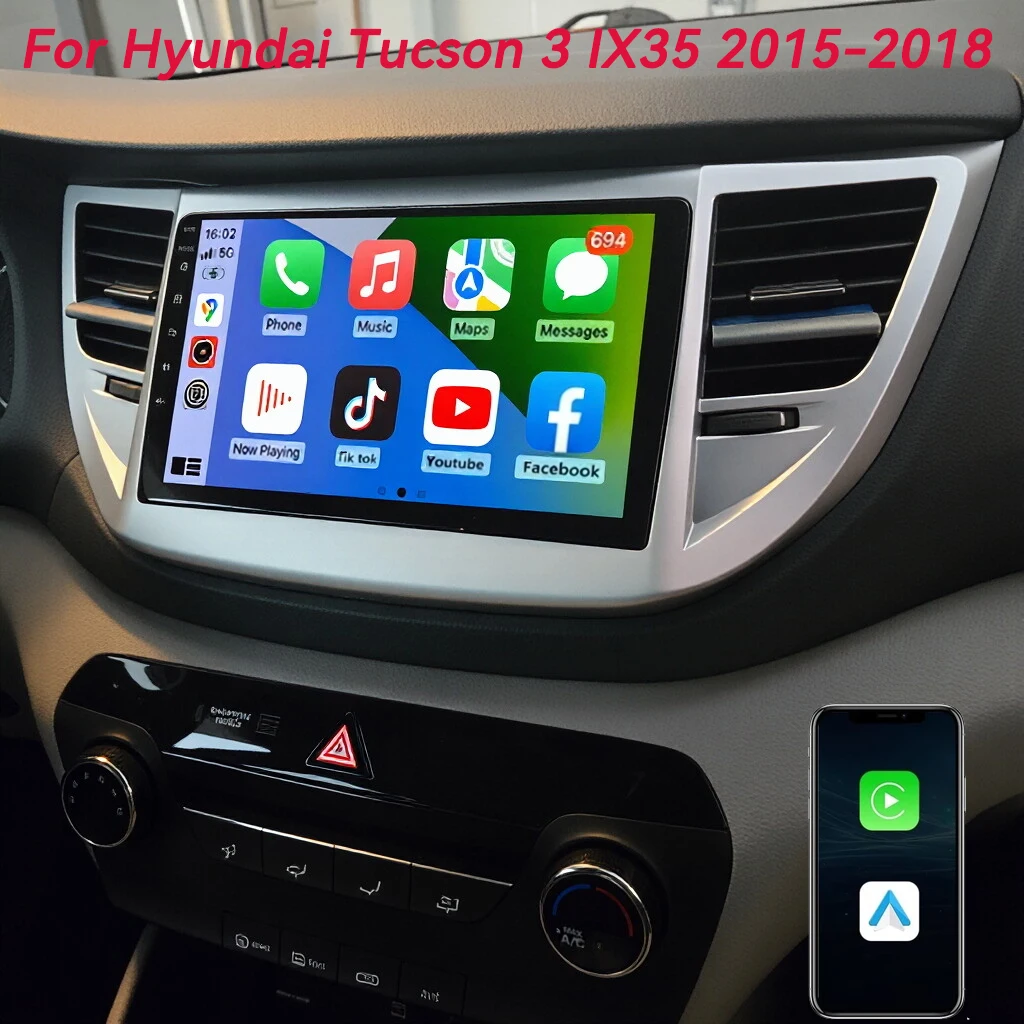 Автомагнитола Android 16 с CarPlay для Hyundai Tucson 3 IX35 2015-2018: Мультимедийный видеоплеер, навигация GPS, стереосистема
Автомагнитола Android 16 с CarPlay для Hyundai Tucson 3 IX35 2015-2018: Мультимедийный видеоплеер, навигация GPS, стереосистема