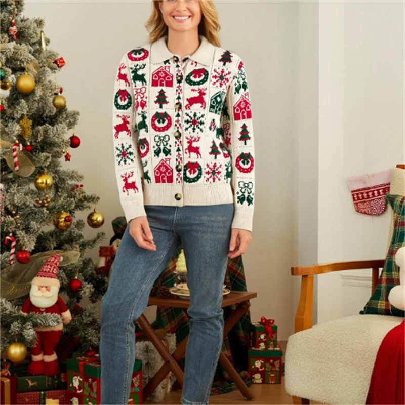 Elegant Casual Women's Christmas Jacquard Knit Coat High-Street Style Autumn/Winter 2025 New Collection
Elegant Casual Women's Christmas Jacquard Knit Coat High-Street Style Autumn/Winter 2025 New Collection