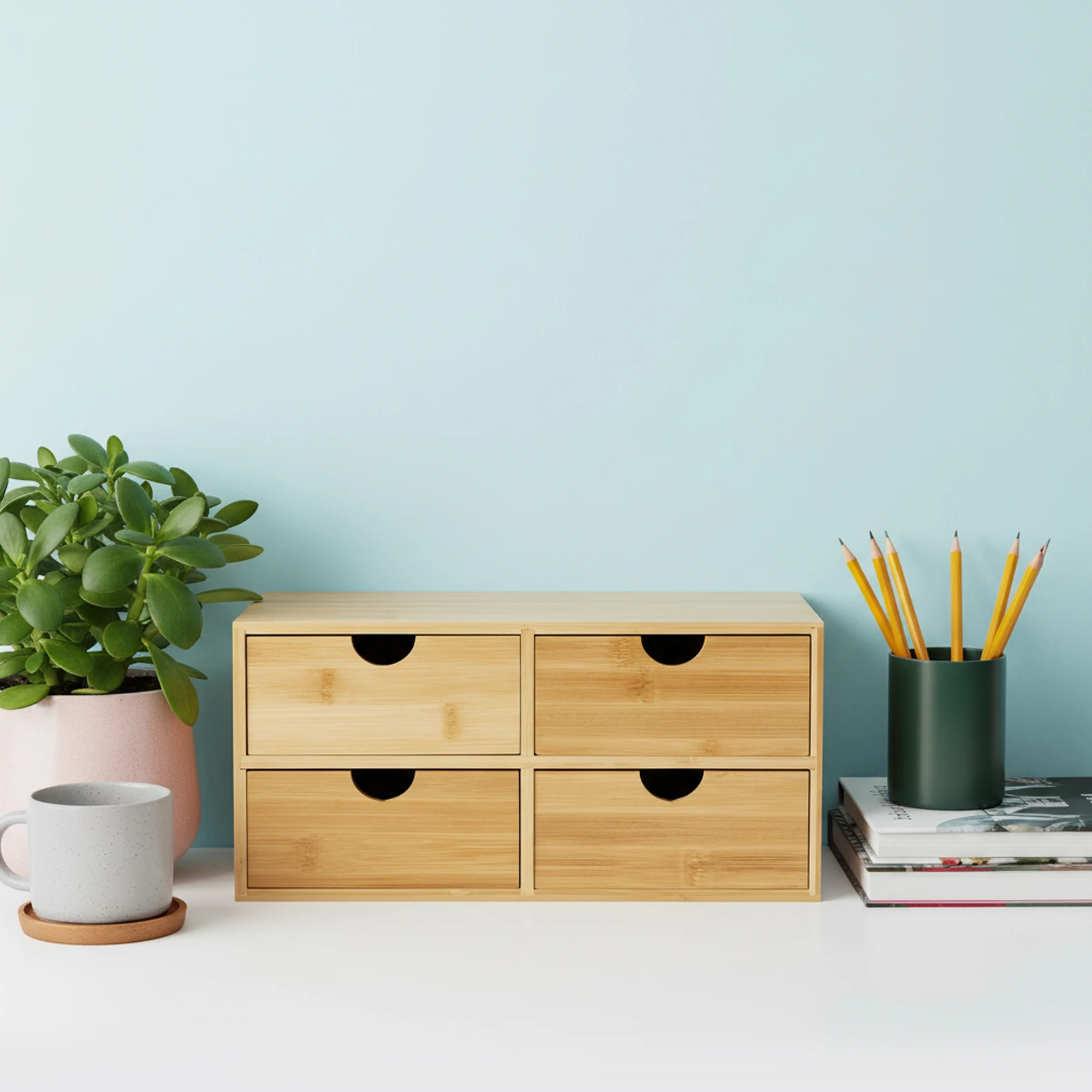 Minimalist Solid Wood 4-Drawer Storage Organizer, Spacious Drawers with Smooth Glide, Multi-Purpose Tabletop Supplies Organizer
Minimalist Solid Wood 4-Drawer Storage Organizer, Spacious Drawers with Smooth Glide, Multi-Purpose Tabletop Supplies Organizer