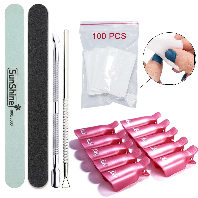 Soak Off Cuticle Pusher Manicure Nail Polish Remover Tool Kit For Dip Powder Fingernail Toenail Salon Clip Pad Brush File Set
Soak Off Cuticle Pusher Manicure Nail Polish Remover Tool Kit For Dip Powder Fingernail Toenail Salon Clip Pad Brush File Set
