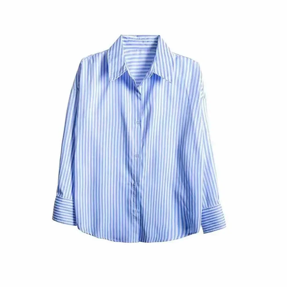 Women's new fashion loose basic style casual versatile lapel striped shirt retro long sleeved button up women's shirt chic top
Women's new fashion loose basic style casual versatile lapel striped shirt retro long sleeved button up women's shirt chic top
