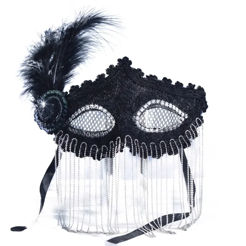 Side feather bead chain mask little princess beautiful woman mask holiday party stage performance christmas mask
Side feather bead chain mask little princess beautiful woman mask holiday party stage performance christmas mask
