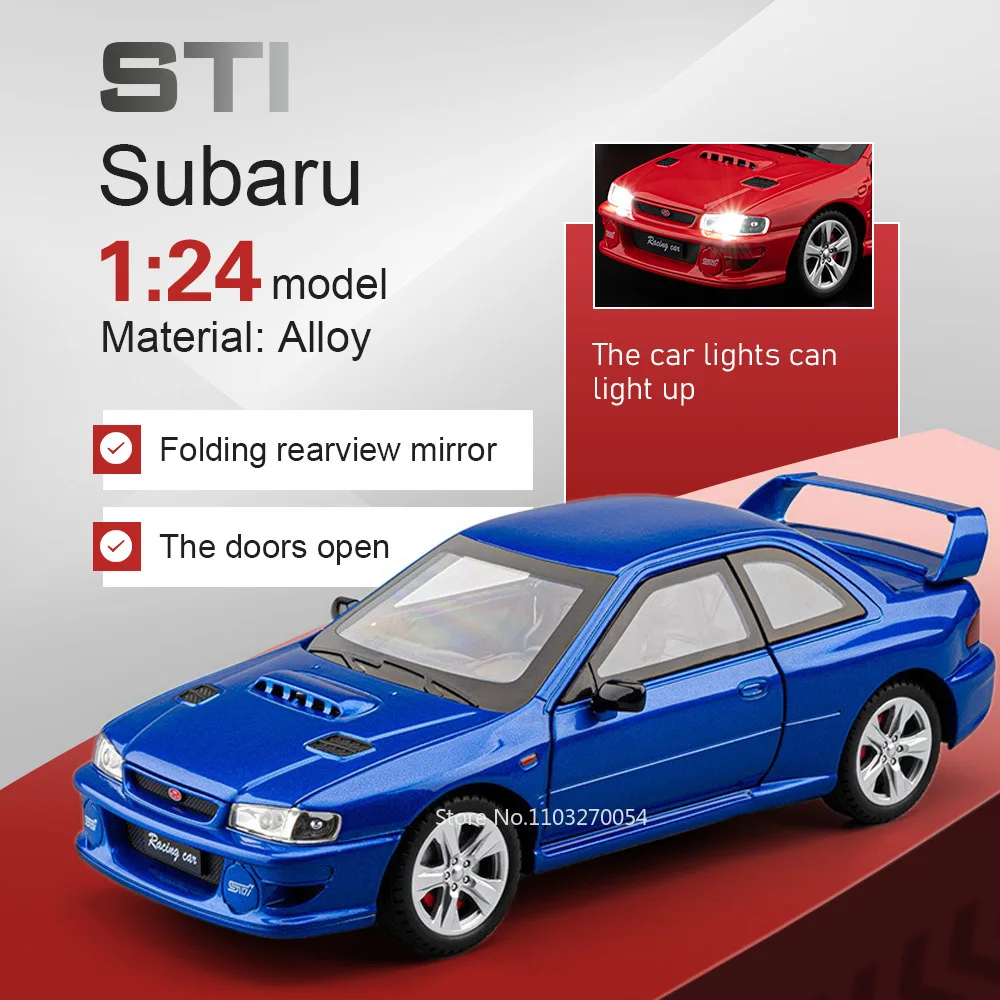 Масштабная модель автомобиля Subaru STI GTR R34 1:24, литая под давлением, со звуком и светом, откатным механизмом, открывающимися дверями, поворотными передними колесами, подарок на день рождения
Масштабная модель автомобиля Subaru STI GTR R34 1:24, литая под давлением, со звуком и светом, откатным механизмом, открывающимися дверями, поворотными передними колесами, подарок на день рождения