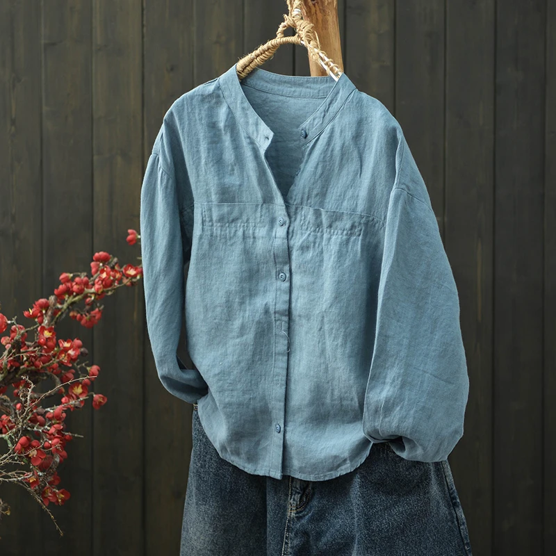 100% Linen Women Long Sleeve Casual Shirt New 2026 Spring Simple Style Stand Collar Solid Color Loose Female Tops Shirts M2709
100% Linen Women Long Sleeve Casual Shirt New 2026 Spring Simple Style Stand Collar Solid Color Loose Female Tops Shirts M2709