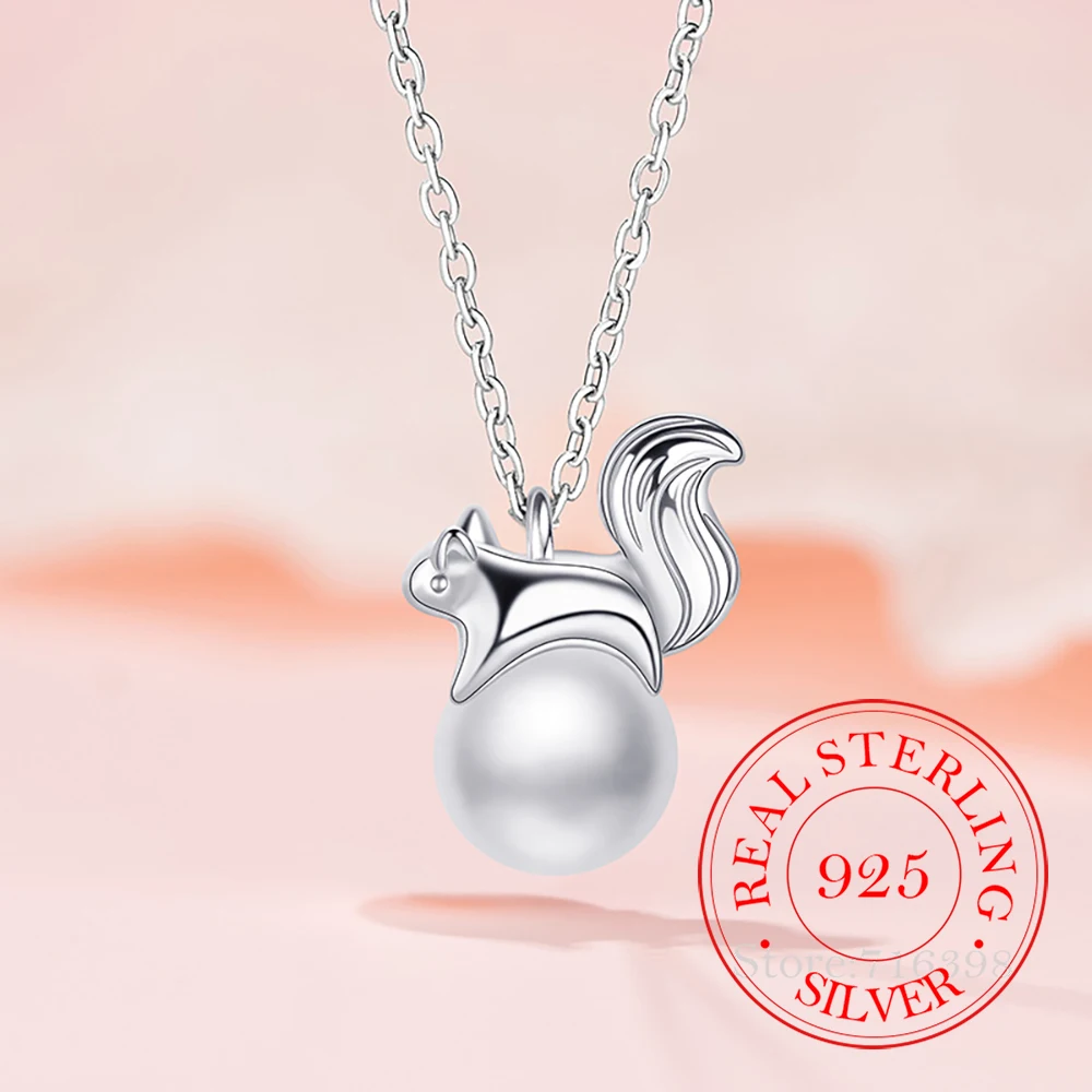 925 Sterling Silver Jewelry Cute Squirrel Pearl Pendant Necklace For Women Choker Chain Wedding Party Jewelry Gift
925 Sterling Silver Jewelry Cute Squirrel Pearl Pendant Necklace For Women Choker Chain Wedding Party Jewelry Gift
