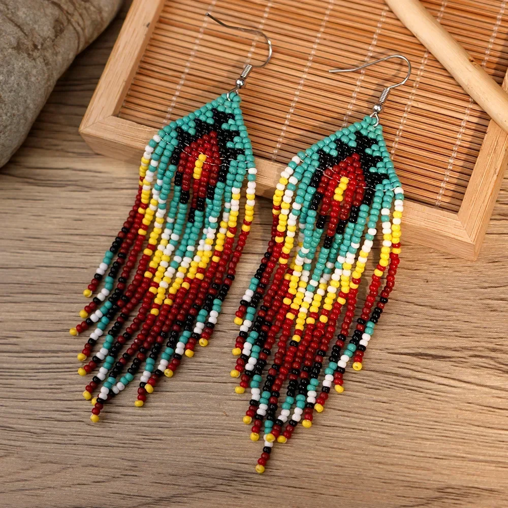 Bohemia Geometry Rice Bead Earrings With Tassel Gradient Color Hand Knitted Simple Versatile Beaded Earrings for Women
Bohemia Geometry Rice Bead Earrings With Tassel Gradient Color Hand Knitted Simple Versatile Beaded Earrings for Women