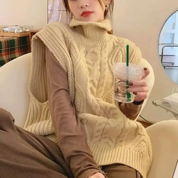 High-Collar Knitted Vest Twisted Vest Women Autumn Winter Korean Style Retro Loose Waistcoat Layered Top
High-Collar Knitted Vest Twisted Vest Women Autumn Winter Korean Style Retro Loose Waistcoat Layered Top